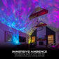 Aurora Wave LED Nebula Projector creates immersive ambience with colorful waves on the ceiling.