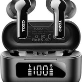 TOZO NC3 Hybrid ANC Earbuds, 6 Mics ENC Clear Call, 55H Long Playtime, 32 Preset Eqs via APP, Bluetooth 5.3 Headset, IPX8 Waterproof, In-Ear Headphones with LED Display Audio Electronic Noisecancellingheadphones Black