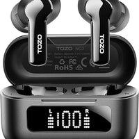 TOZO NC3 Hybrid Active Noise Cancelling Wireless Earbuds, 6 Mics ENC Clear Call, 55H Long Playtime, 32 Preset Eqs via APP, Bluetooth 5.3 Headset, IPX8 Waterproof, In-Ear Headphones with LED Display Audio Electronic Noisecancellingheadphones Black