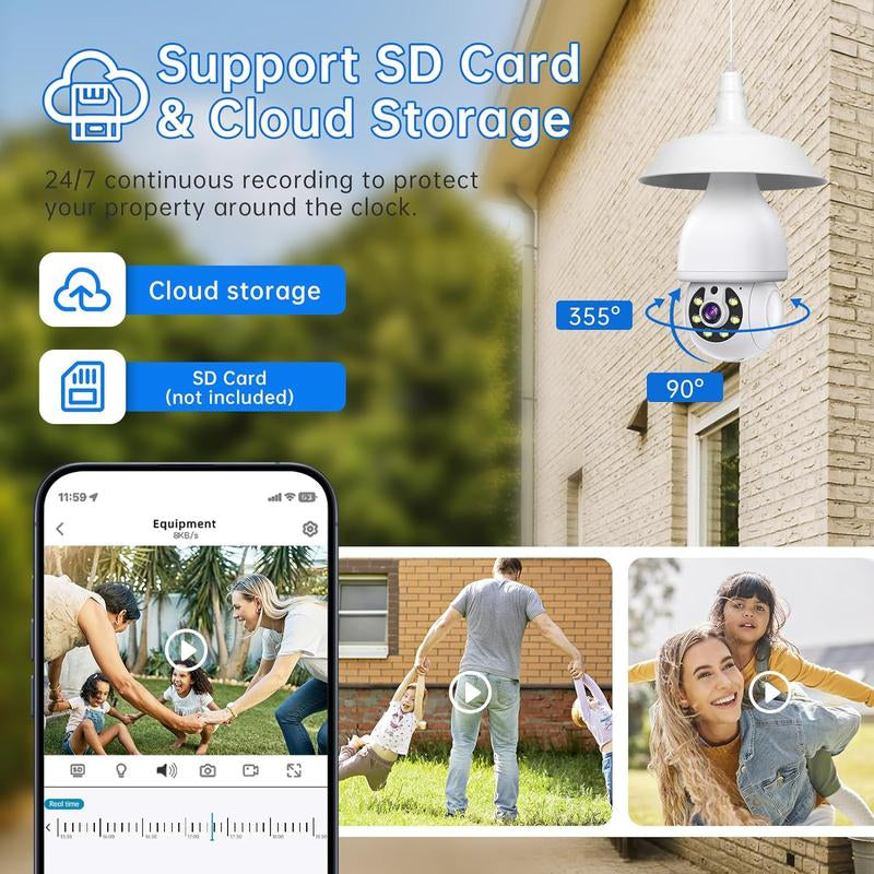 Smart home wireless bulb security camera 2K