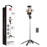 Mybat Pro Portable Picture Perfect Selfie Stick & Tripod with Bluetooth Remote Control, Handy Adjustable Selfie Stick- Black Accessories Landscape Smartphone Holder