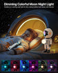 Astronaut Galaxy Projector featuring a child with an astronaut night light and colorful moon background.