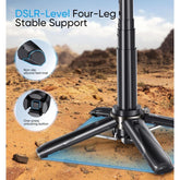 Phone Tripod, Portable Selfie Stick, Pocket Size Selfie Stick for Iphone, Selfie Stick with Wireless Detachable Remote Control & 2 Fill Light for Photograph, Live Streaming, Video Recording