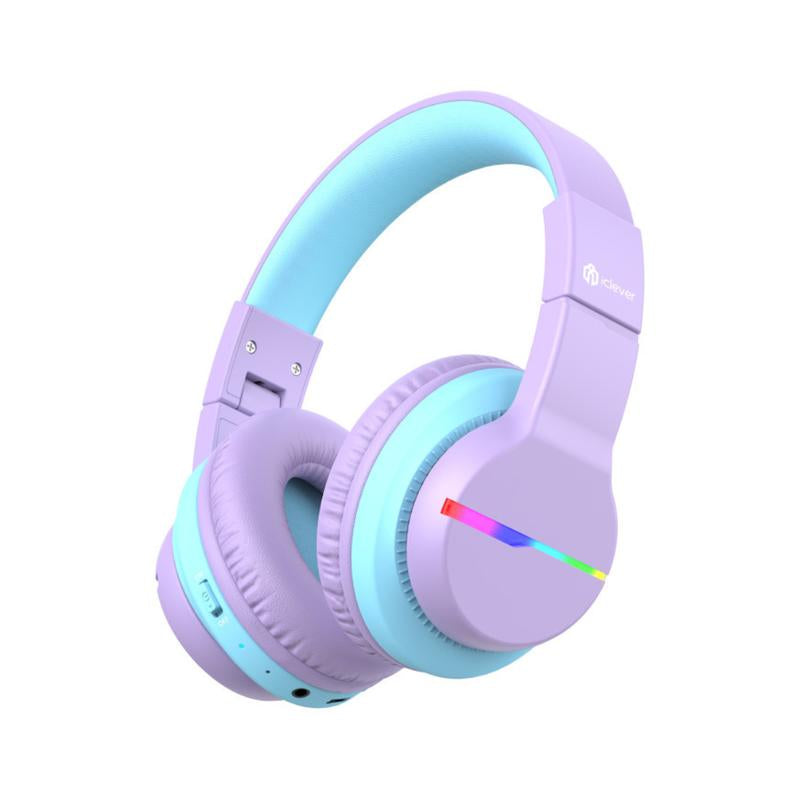 iClever Kids Bluetooth Headphones with LED Lights and Volume Limiter – 55H Playtime Wireless Headset with Mic for iPad and Tablet