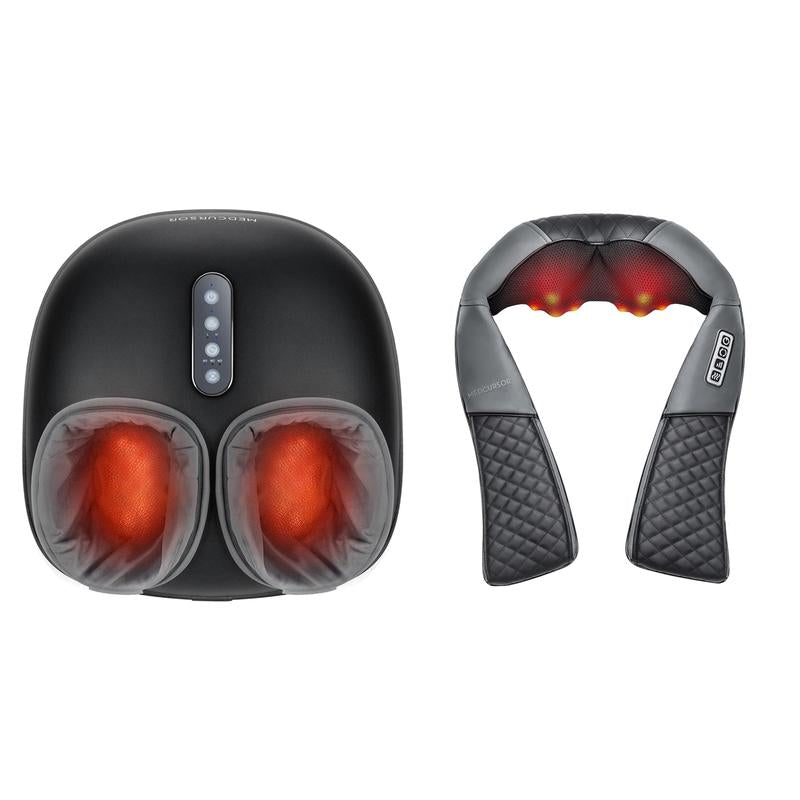 Medcursor Shiatsu Neck & Foot Massager Bundle with Heat – Deep Tissue Relief, Cordless Neck Wrap & Foot Massager for Stress & Muscle Recovery