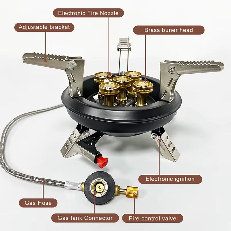 -201A Portable Camping Gas Stove 16000W High Pressured Propane Butane Gas Burner Outdoor Emergency Stove with Piezo Ignition