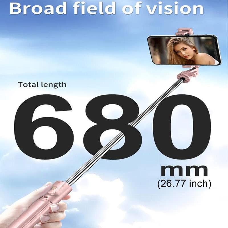 Portable Telescopic Selfie Stick Tripod with Remote Control, Bluetooth-Compatible Selfie Tripod Stand, Universal Extensible Wireless Selfie Tripod, Smartphone Cellphone Selfie Tripod for Recording, Travel Tripod