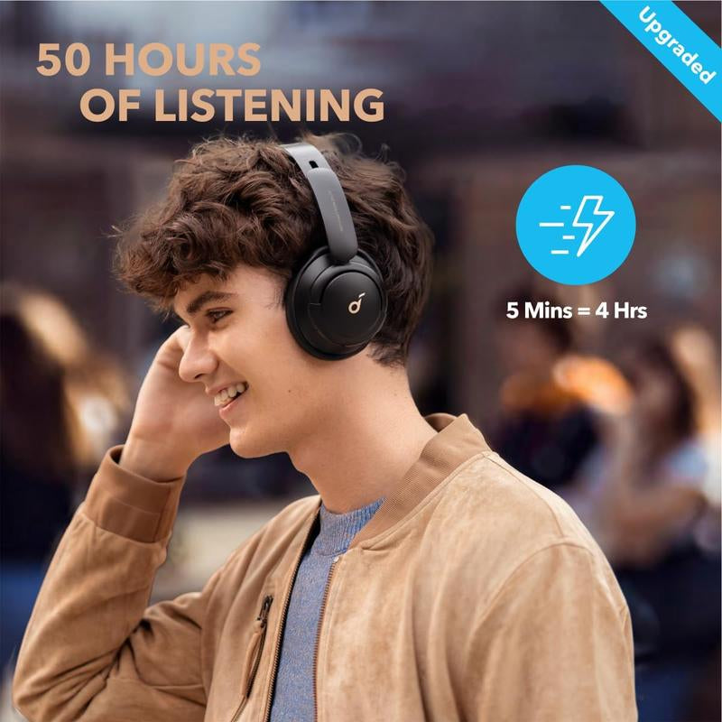 Soundcore Life Q30 by Anker, Hybrid Active Noise Cancelling Headphones with Multiple Modes, Hi-Res Sound, Custom EQ via App, 50H Playtime, Comfortable Fit, Bluetooth, Multipoint Connection