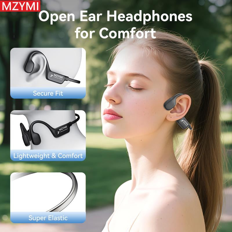 MZYMI 18H Ultra Long Battery Life Open-Ear Wireless Bone Conduction Sport Headphones - Wireless Earphones for Workouts and Running