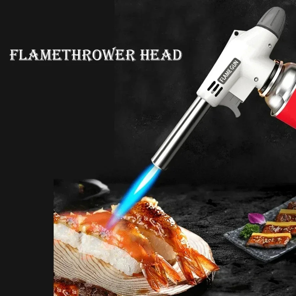 Portable Welding Gas Torch Flame Nozzle Butane Burner Outdoor Camp BBQ Lighter Flamethrower Kitchen Supplies Welding Equipment