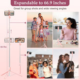 6-In-1 Selfie Tripod W/Dual Fill Lights & Wireless Remote | Portable Adjustable Phone Stand | Detachable 360° Compact Travel Tripod