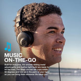 Foldable lightweight wired headphones with sweat-resistant headband