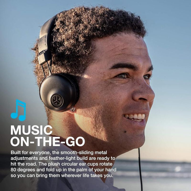 Foldable lightweight wired headphones with sweat-resistant headband