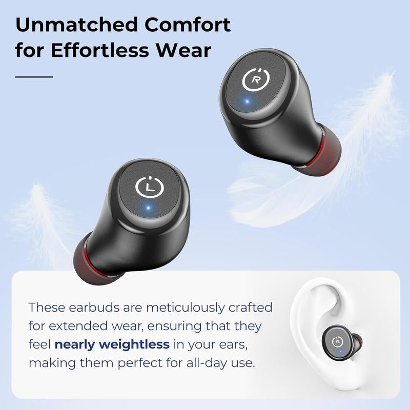 TOZO T10 (Ergonomic Edition) Wireless Earbuds Bluetooth 5.3 Headphones, App Customize EQ, Ergonomic Design, 55H Playtime, Wireless Charging Case, IPX8 Waterproof Sound In-Ear Headset, 2024 New Version Fathersdaygift