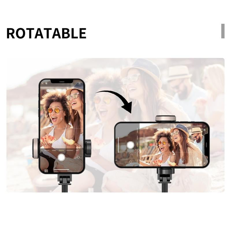 HANENO Portable Selfie Stick Tripod with Remote Bluetooth, Telescopic Design for Iphone, Upgraded Tripod for Travel and Recording Vlogging Kit Camera Stabilizer Electronic Gadgets Aluminum Android Cellphone Smartphone Tk Q12 Black