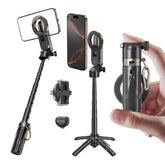 MAGIC JOHN 4-In-1 Multifunctional Magnetic Selfie Stick – 360° Rotation, Compact & Stylish, with Wireless Bluetooth Control, Magnetic Phone Holder for Selfies/Video Recording/Vlogging, Compatible with Most Phone Modes