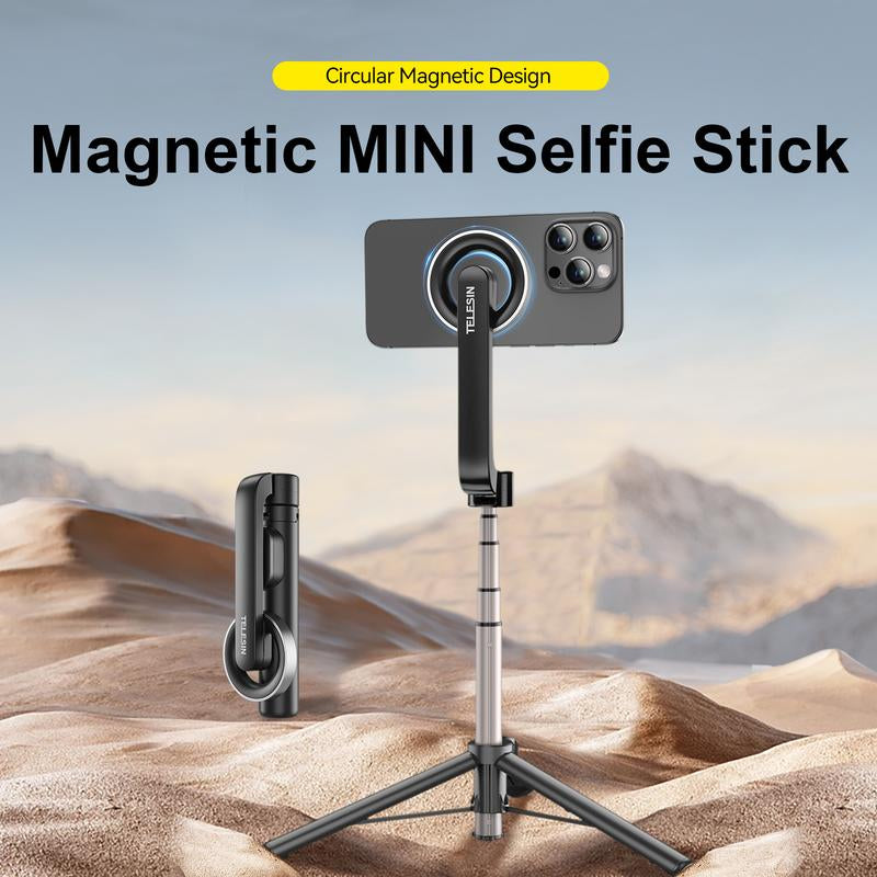 Telesin Magnetic Selfie Stick Tripod with Bluetooth Remote – Magsafe Compatible for iPhone & Android