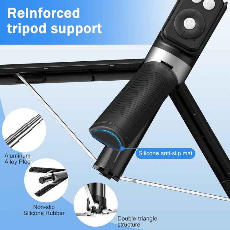 6-In-1 Selfie Tripod W/Dual Fill Lights & Wireless Remote | Portable Adjustable Phone Stand | Detachable 360° Compact Travel Tripod