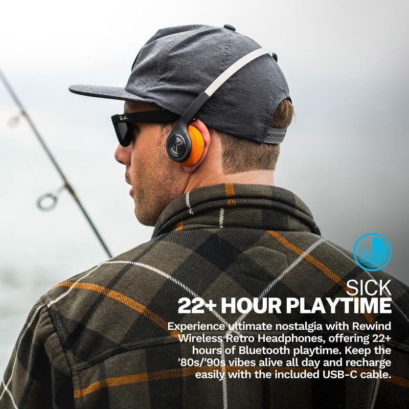 Vintage orange and black JLab wireless headset