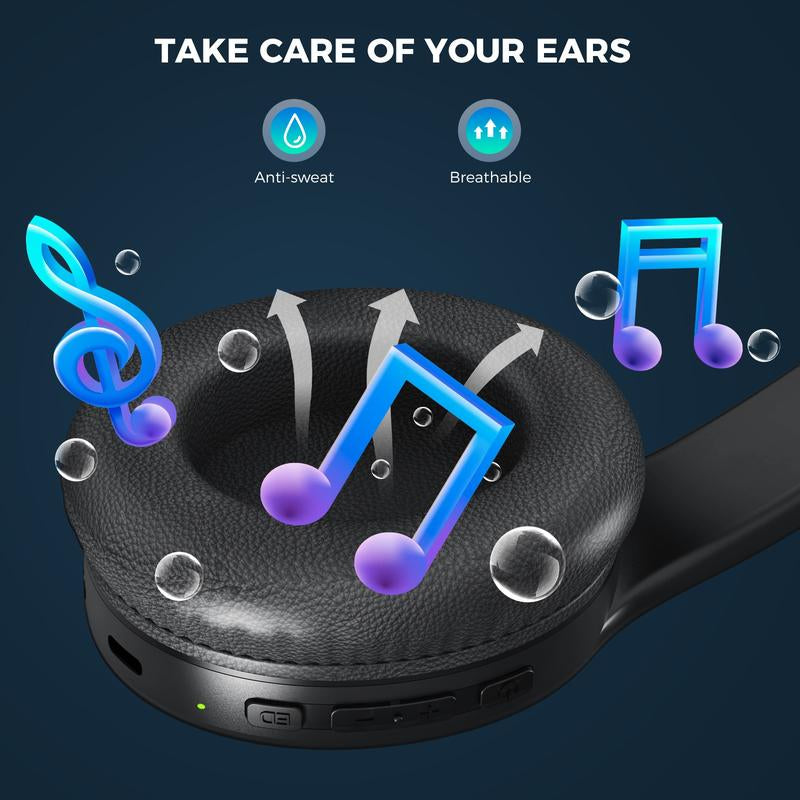 VANOTOM Folding Wireless Headphones Gaming Headset, 1 Piece Foldable over Ear Wireless Bluetooth-Compatible Headphones, Long Battery Life Audio Hifi Bass Earphone Earbuds, Wireless Headphone for Sports Music Work Use, Mother'S Day Gift
