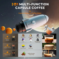 Portable Electric Espresso Coffee Maker Camping Self-Heating Car Travel Coffee Maker for Ground Coffee Dolce Gusto NS Capsule