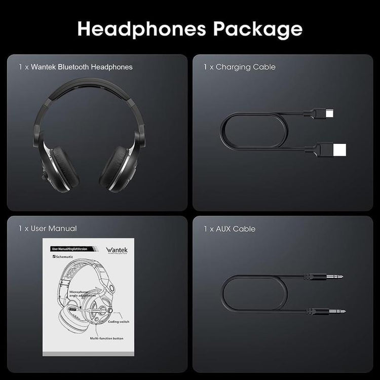 【Wantek】Wireless Headset with Microphone for PC, Bluetooth Headset with Noise Canceling Microphone & HI-FI Stereo Sound, USB Wireless Headset for Laptop, 48 Hrs Working Time Zihni Cheadphones Audio Electronic Headphones Gaming Earbuds