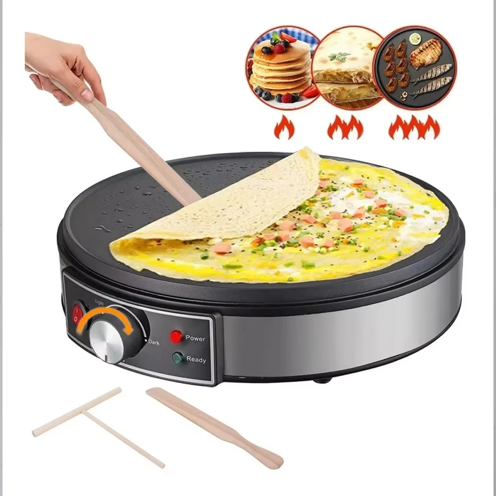 110V/220V Crepe Maker – Best Crepe Maker for Home Use with Non-Stick Plate and Adjustable Temperature