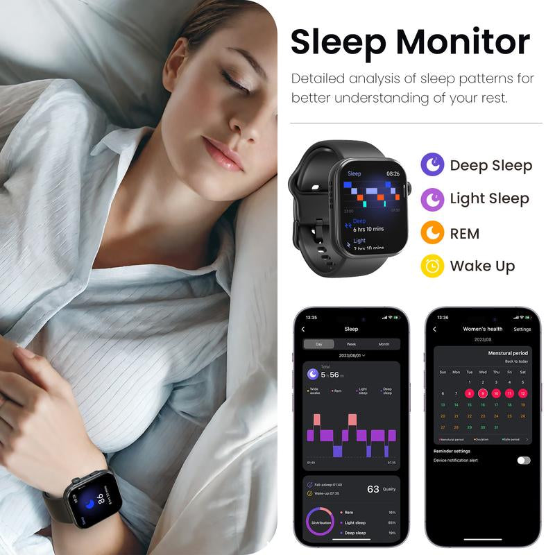 TOZO S6 Smartwatch Ultra-Clear AMOLED Screen Dynamic Bluetooth Call,Sports Modes Fitness Watch Activity Tracker with Heart Rate/Sleep Oxygen Monitor IP68 Waterproof Dustproof Smartphone Wristwatch Devices Wearable Pedometer Weather Updates Workout