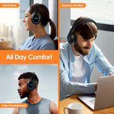 Siindoo Bluetooth Headphones over Ear, Led Light Wireless Headphones 120H Playtime and 3EQ Music Modes Wireless Headphones with Microphone, Hifi Stereo Foldable Lightweight Headset, Deep Bass for Home Office Cellphone PC