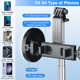 6-In-1 Selfie Tripod W/Dual Fill Lights & Wireless Remote | Portable Adjustable Phone Stand | Detachable 360° Compact Travel Tripod