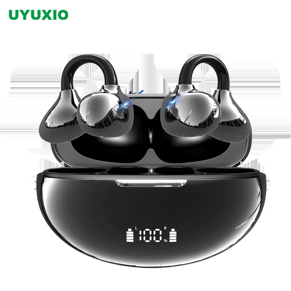 BT 5.4 Clip on Wireless Earbuds 72H Play Time Long-Battery Life Headphone OWS Open Ear Waterproof Earphone for Sport