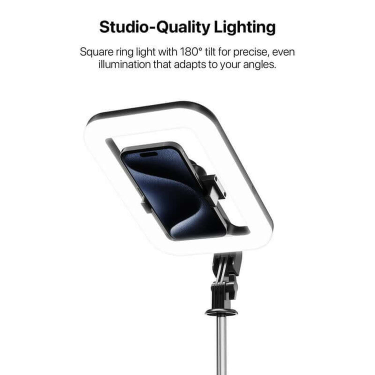 Mybat Pro Selfie Stick, Extendable Spotlight Tripod Stand with 8" Dimmable LED Light, Remote Control Cellphone Holder for Tiktok/Video Recording