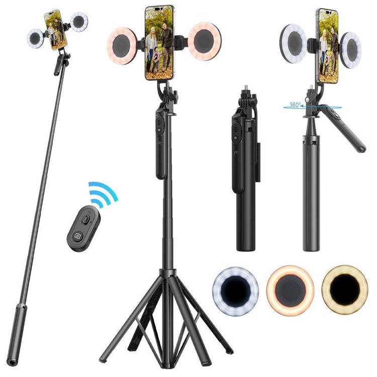 Mybat Pro Selfie Stick Spotlight Tripod Stand with Dimmable LED Light, Tripod with Balance Handle & Wireless Remote