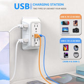 USB Wall Charger, 6 Outlet Extender with 4 USB Charging Ports 3-Sided Power Strip Multi Plug Outlets Wall Adapter Spaced for Home Travel Office