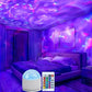 Ocean Wave LED Aurora Projector creating a soothing ambiance in a beautifully lit bedroom.