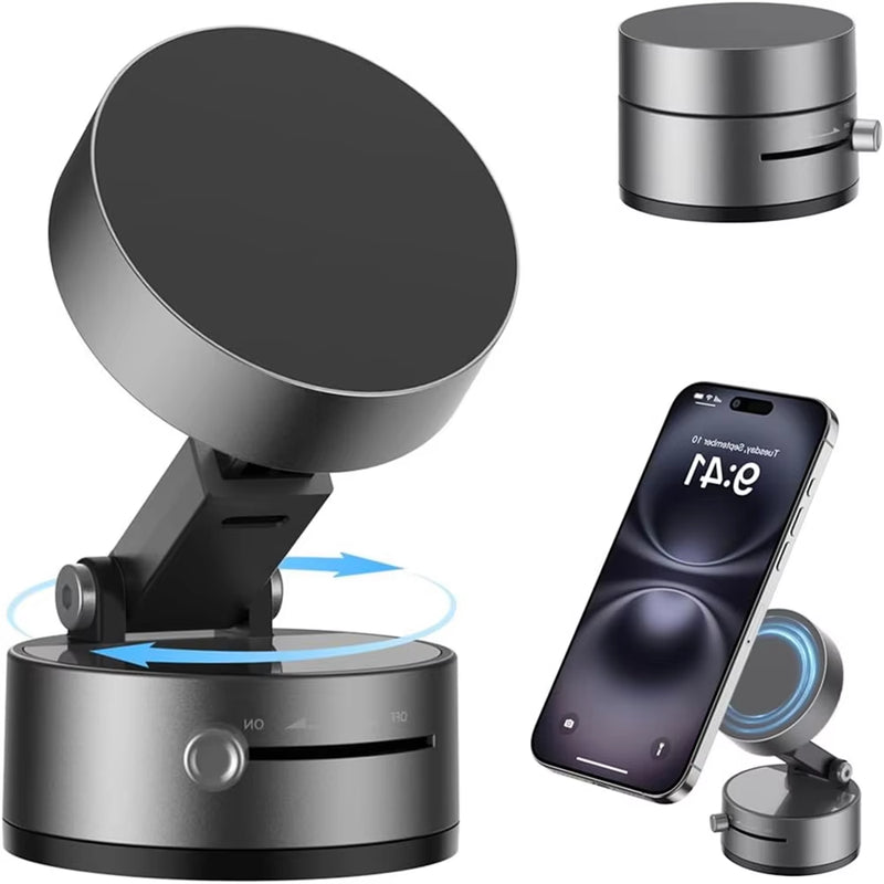 Vacuum Suction Magnetic Phone Mount – 360° Adjustable Foldable Stand