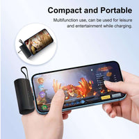4500Mah Mini Power Bank with Built in 2 Cables & Lanyard - Ultra Compact Portable Charger Iphone,Android , Phone Holder, Charging Chargeable Black Smartphone Accessories