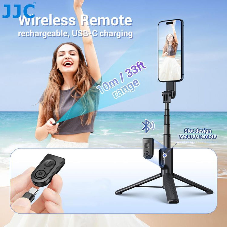 Magnetic Selfie Stick Tripod, Wireless Remote Control Selfie Stand with 2 Cold Shoe Mounts, Selfie Stick Tripod Stabilizer with Removable Phone Holder for Vlog, Stocking Fillers Gift