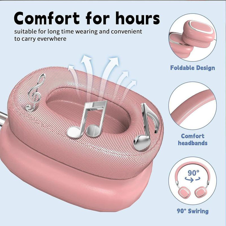 [Freeship] Christmas Gift, Wireless On-Ear Headphones, Stereo Headphones with Microphone, Immersive Bass, Foldable Design,Usb-C Charging Port, FM Radio, SD/TF, Sports & Gaming Headphones