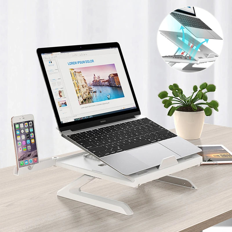 Multifunctional Folding Aluminum Laptop Stand – Adjustable & Portable