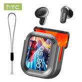 Bluetooth 6.0 Wireless Earphones – HTC NE20 LED Display with earbuds and charging case.