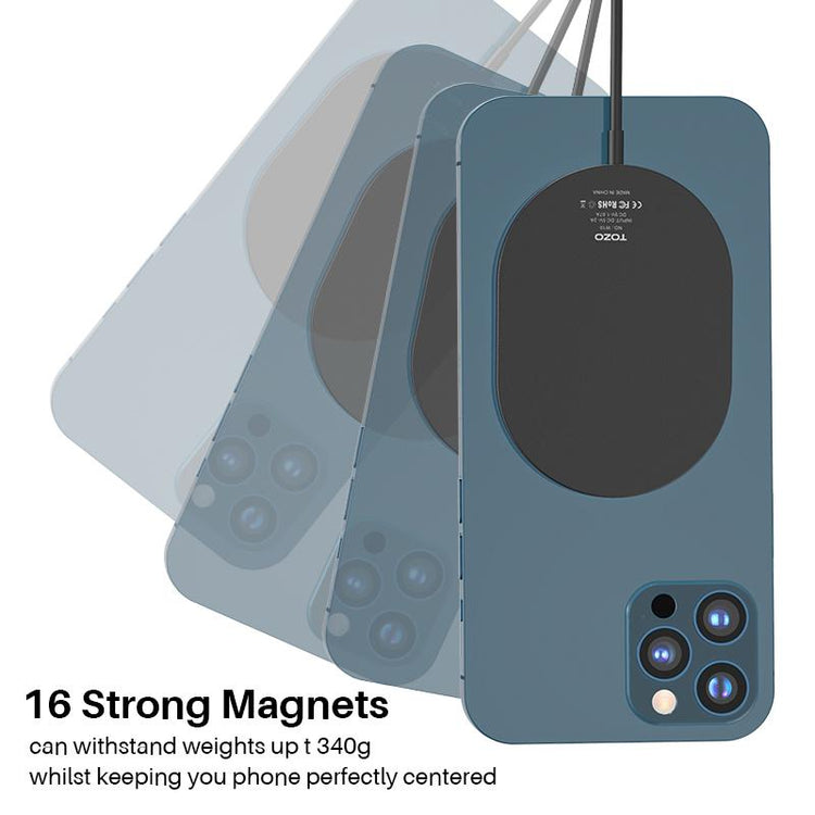 TOZO W10 Magnets Wireless Charger & USB C Charger Aviation Aluminum Computer Numerical Control Technology Fast Charging Compatible for Iphone Series Black Cellphone Smartphone Electronic Mobile Cellphone Smartphone Magnetic
