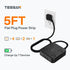 TESSAN Flat Plug Surge Protector Power Strip, 30W Fast Charging Station, 5FT Flat Extension Cord with 4 Outlets & 4 USB C, Wall Mount Compact Desk Charging Station for Office, Dorm, Home Essentials