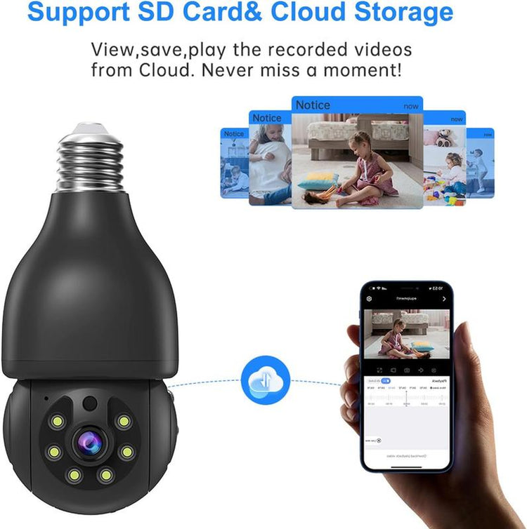 Weatherproof outdoor light bulb security camera