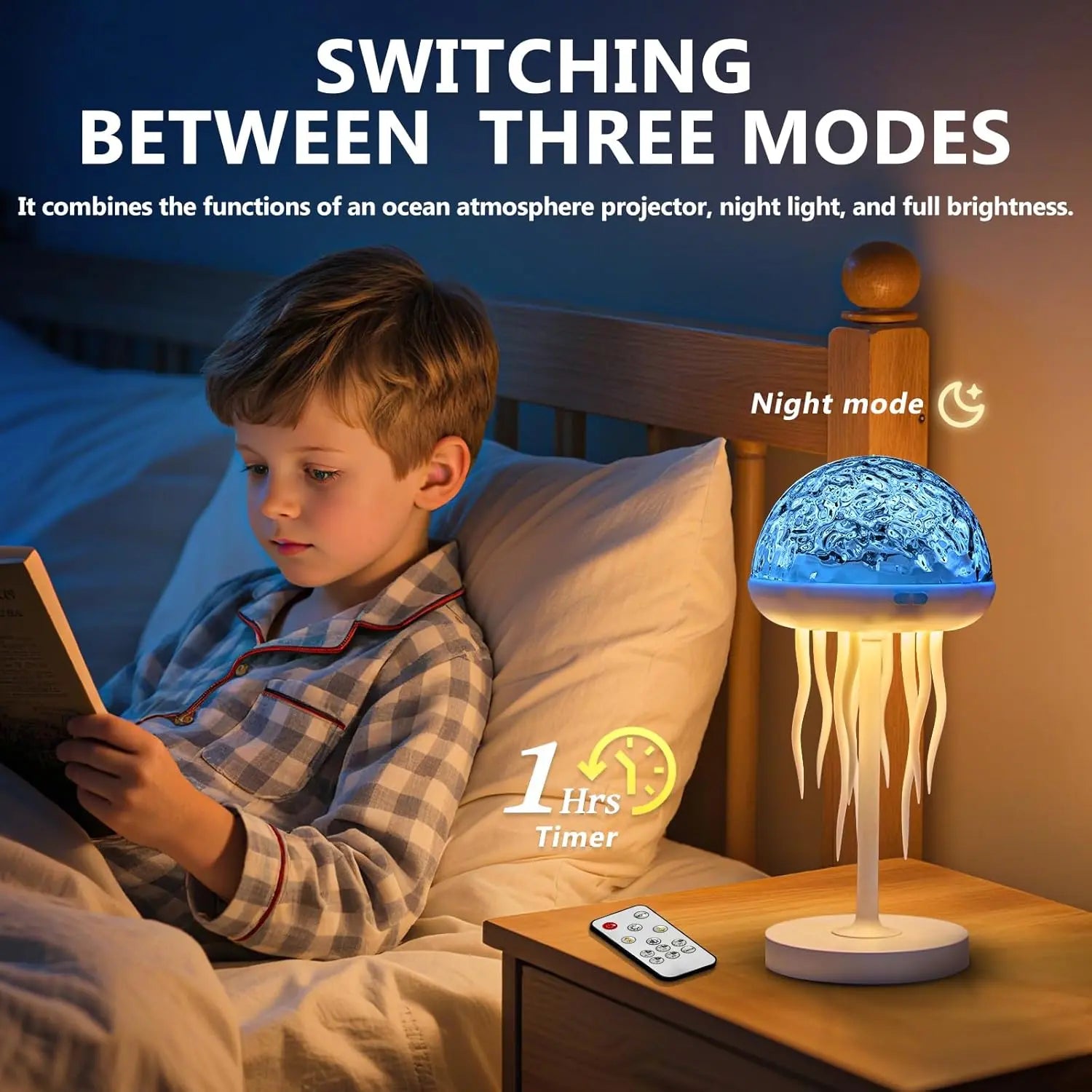 Jellyfish Projector Lamp，7-Color Ocean Wave Projector Light, Light Dimmable , Cute Room Decor，Romantic Gift for Family and Friend, Aurora Projector Lamp