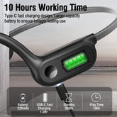 Air conduction headphones for sports with 10 hours working time and fast charging capabilities.