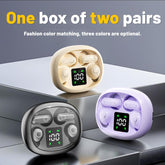 Wireless noise cancelling earbuds for fitness in stylish colors, showcasing two pairs in a charging case.