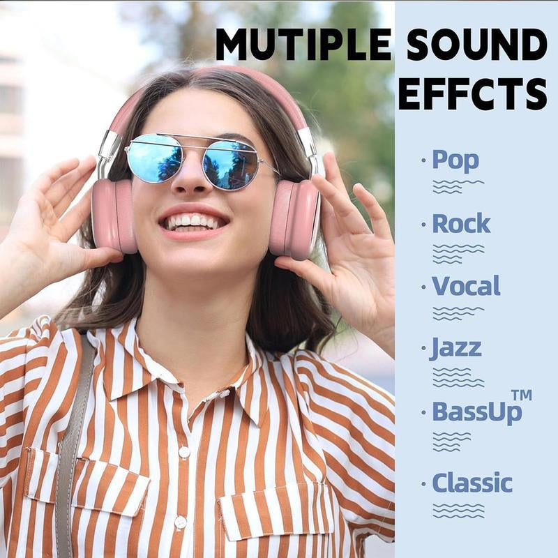 [Freeship] Christmas Gift, Wireless On-Ear Headphones, Stereo Headphones with Microphone, Immersive Bass, Foldable Design,Usb-C Charging Port, FM Radio, SD/TF, Sports & Gaming Headphones