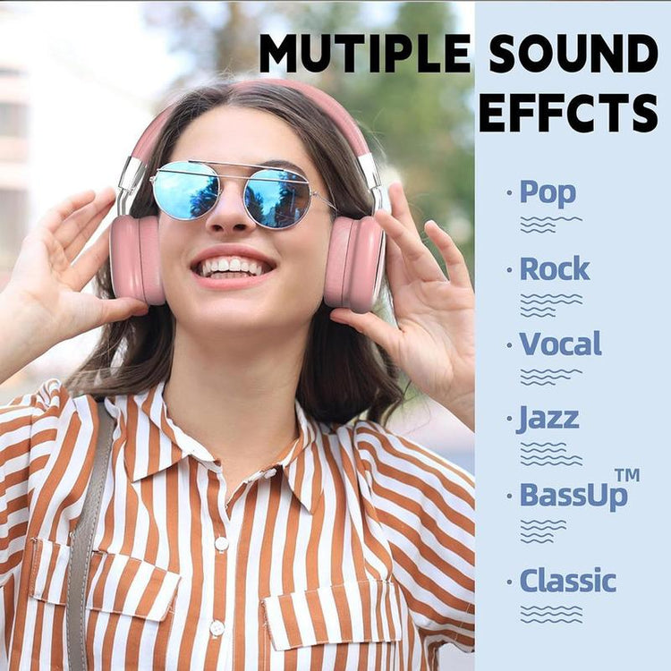 [Freeship] Christmas Gift, Wireless On-Ear Headphones, Stereo Headphones with Microphone, Immersive Bass, Foldable Design,Usb-C Charging Port, FM Radio, SD/TF, Sports & Gaming Headphones