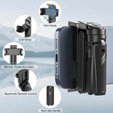 Mini Pocket Selfie Stick Tripod, Extendable Grip Phone Tripod with Detachable Remote, Portable Tripod for Video Recording/Vlogging/Selfie in Black